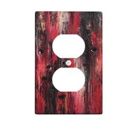 Rustic Red Light Switch Cover Plates/Outlet Covers, Vintage Wood Design for Wall Decor, Thermoplastic Wall Plates, Standard Size Single Duplex Outlet