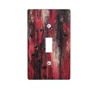 Rustic Red Light Switch Cover Plates/Outlet Covers, Vintage Wood Design for Wall Decor, Thermoplastic Wall Plates, Standard Size Single Toggle
