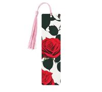 Rustic Red Rose Print Wooden Bookmarks Beautiful Notebook Accessories for Men Women Book Lovers