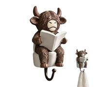 Rustic Resin Non-Slip Cow Towel Hook Holder | Animal Hook for Shower Towel and Bath Decoration for Coat, Bathrobe, Loofah, Keys, Kitchen, Living Room, Office, Dorm, F