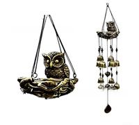 Rustic Resin Owl Wind Chime 65cm Gentle Sound(Bronze)