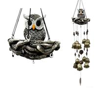 Rustic Resin Owl Wind Chime 65cm Gentle Sound(Gray)