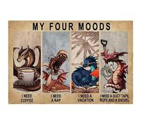 Rustic Retro Metal Tin Sign Dragon My Four Moods Metal Poster Plaque Boys Room Decor Old Fashion for Home Living Bedroom Coffee Wall Decor 8x12 inch