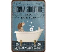 Rustic Retro Metal Tin Sign German Shorthair Pointer Dog Bath Soap Funny Bathroom Signs Wall Decor Vintage Home Washroom Toilet Bath Signs Wall Plaque Decor 8x12 Inch