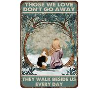 Rustic Retro Metal Tin Sign Girl Basset Hound Those We Love Dont Go Away They Walk Beside Us Everyday Old Vintage Tign Signs Plaque Iron Printing Metal Art Bar Pub Man Cave Decor Poster 12X8 Inch