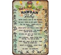 Rustic Retro Metal Tin Sign Hawaiian Rules Tin Signs Wall Decoration Bar Cafe Signs Men Cave Best Gifts for Friends Family 8x12 inch Inch Metal Poster