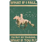 Rustic Retro Metal Tin Sign Horse and Dandelion What If I Fall Oh But My Darling What If You Fly Metal Tin Sign Wall Decor for Home Cafes Pubs Club Sign Gift Plaque Metal Tin Wall Decor 5.5x8 Inch