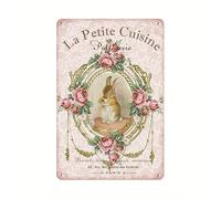 Rustic Retro Metal Tin Sign Standing Easter French Rabbit Vintage Tin Bar Sign Country Farm Kitchen Wall Home Garden Decor Metal Tin Sign 8x12 Inch