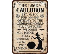 Rustic Retro Metal Tin Sign The Leaky Cauldron Vintage Wall Sign for Home Kitchen Bedroom Bathroom Wall Decor Gift for Friends Birthday Halloween Christmas Tin Sign 5.5x8 Inch