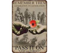Rustic Retro Metal Tin Sign War Poster Gift For Veterans Remember Them Generation To Pass It On Lest We Forget Kitchen Vintage Bar Home Bathroom Wall Decoration (Aluminium A4 (200x280mm) Approx)