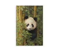 Rustic Retro Panda Wall Art Prints Bamboo Forest Cute Animal Pictures on Canvas Poster Wall Decor for Bedroom Home Decorations