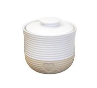 Rustic Ribbed Love Heart Storage Jars 13x12x13cm Tea Coffee Sugar Stoneware Kitchen Pots (3)