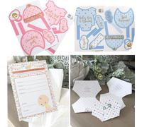 Rustic Robin Baby Shower Games Pack for 16 Including: Guess the Mess Nappy Game, Dirty Nappy Raffle Advice cards, Baby Shower Photo Booth Props: Boy, Girl, Unisex/Gender Neutral Party