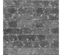 Rustic Robinson House Brick Effect Realistic Mural Feature Wallpaper (Black)