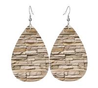 Rustic Rocks Brick Wall Holiday Earrings For Women, Festive Star Drop Earrings, Chic Dangle Jewelry For Celebrations