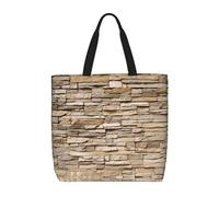 Rustic Rocks Brick Wall Print Canvas Tote Bags for Women Reusable Grocery Bag Large Gym Canvas Cloth Pouch Portable Shopping Handbag with Inner Pocket