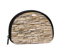 Rustic Rocks Brick Wall Print Portable Mini Storage Bag Shell Shaped Wallet Small Coin Wallet Shell Storage Bag