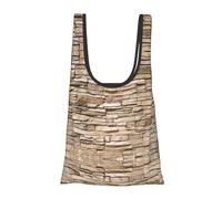 Rustic Rocks Brick Wall Print Reusable, Foldable,Washable Grocery Bags Foldable in A Pouch Eco Tote Shopping Bag,Daily Shopping Loading