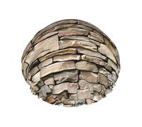 Rustic Rocks Brick Wall Print Shower Cap for Women Men, Reusable Double-Layer Fabric Bathing Cap Girls Hair Caps, 27 CM