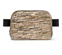 Rustic Rocks Brick Wall Print Waterproof Sling Bag with Large Opening Side Bag Durable Waist Pack for Running Cycling Travel