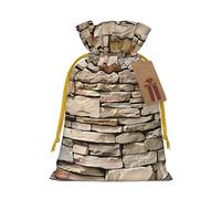 Rustic Rocks Brick Wall Printed Christmas Drawstring Gift Bags-Xmas Wrapping Bags,Candy Bag,For Holiday Party Decorations,Wedding Party Supplies S Yellow Christmas Ribbon