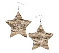 Rustic Rocks Brick Wall Printed Leather Pierced Earring Set, 1 Pair Lightweight Bohemian Earrings Birthday Party Jewelry Gifts For Women