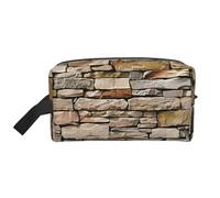 Rustic Rocks Brick Wall Printed Makeup Bag Travel Portable Cosmetic Bag Large Capacity Makeup Case Toiletry Handbag Organiser for Women