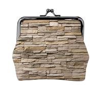 Rustic Rocks Brick Wall Women's Leather Kiss-Lock Coin Purse,Double-Sided Full Print Pattern,Ultra-Fine Fiber Leather,Small Clutch Wallet for Cash,Cards,Coins
