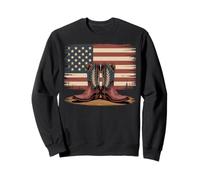 Rustic Rodeo Cowboy Boots American Flag Western Style Sweatshirt
