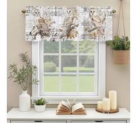 Rustic Romantic Valances for Windows, Moden Illustration Owl Envelope Stamp Flower Rod Pocket Valance Short Window Treatments Curtains for Kitchen Bathroom Bedroom Decor, 54 x 18 Inches