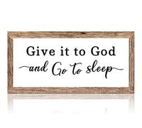 Rustic Room Ruler Sign Vintage Wooden Signs Wood Sign Framed Decor Farmhouse Symbols Wall Art Hanging Sign for Laundry Room Bathroom Bedroom (Give it to God and Go to Sleep)