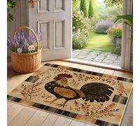 Rustic Rooster Doormat, Beige Chicken Mat for Outdoor & Indoor Entryway Country Decor, Rubber Waterproof Non-Slip Dust Absorbent Welcome Mat, Easy Clean 29x17 Inch
