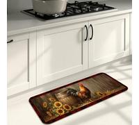 Rustic Rooster Kitchen Mats for Floor, Country Style Vintage Soft Mats, Autumn Cushioned Comfort Washable Decor Rugs for Kitchen Sinks Laundryroom Bathroom 16x47 Inch