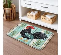 Rustic Rooster Quick Dry Bath Mat, Farmhouse Black Chicken Absorbent Non Slip Shower Mat, Country Memory Foam Washable Bath Rugs for Bathroom Toilet Restroom Decorative 20x32 Inch