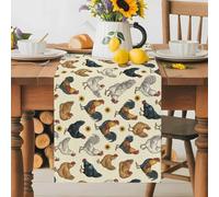 Rustic Rooster Sunflower Animal Art Table Runner 72 Inches Long,Table Runners Kitchen Dining Tables Decoration for Home Party Decor, Light Yellow Hexagon Tables Runner Wedding Dresser Scarf