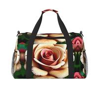Rustic Rose Flower Hand Travel Bag - Large Reusable Shopping Tote Bag, Perfect for Outdoor Activities, Sports, Camping & Groceries, Black, One Size