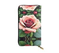 Rustic Rose Flowers Print Leather Long Clutch Wallet – Fashionable Personalized Wallet, Multiple Card Slots, Gift Ready, Black, One Size, Black, One Size