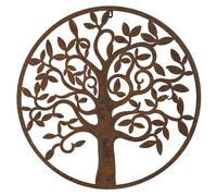 Rustic Round Steel Metal Garden Tree Wall Plaque 60cm Diameter Inspirational Gifting Brown One Size
