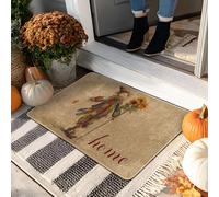 Rustic Scarecrow Doormat, Tan Fall Decor for Outdoor & Indoor Entryway, Rubber Waterproof Non-Slip Dust Absorbent Mat, Easy to Clean 29x17 Inch