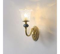 Rustic Sconce Brass Finish Amen Retro Style Wall Lamp with Glass Shade, E14 Vintage Sconces Wall Lighting Fixtures for Living Room, Hallway, Bedrrom, Aisle, Dining Room