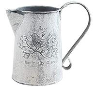 Rustic Shabby Chic Vase, French Rustic Style Small Metal Vase, Vintage Milk Jug Mini Pitcher Decorative Flower Vase Farmhouse Decor for Home, Kitchen, Bathroom - 5.9" H