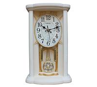 Rustic Shelf Clock Vintage chiming Mantel Clocks, Antique Pendulum Clock/Wall Clock, with Swinging Pendulum, Fireplace Clock for Living Room, Kitchen, Office & Shelf Décor (Color : White)