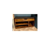 Rustic Shoe Bench Small Storage Cabinet Vintage Industrial Style Cushion Seat