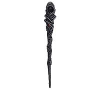 Rustic Silver Cloaked Grim Reaper Designed Wand With Red Monster Eye - 27.5cm x 6.5cm (1 Pc.) - Unique Design - Perfect For Every Witch & Wizard's Collection - Ideal Gift