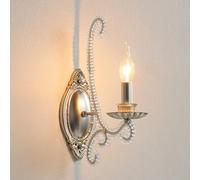Rustic Silver Wall Sconce French Style Wall Light Fixture Mid Centry Retro Farmhouse Sconces Wall Lighting for Bedroom, Hallway, Living Room, Bathroom Vanity Mirror, E14 Socket