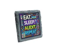 Rustic Slate Coaster - Eat, Sleep, Audit, Repeat Design - Fun Gift for Accountants & Auditors (slco-kf25-audithg)