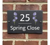 Rustic Slate House Sign - Custom Door Number Wall Plaque with Natural Farmhouse Floral Design - Includes Screws & Fixings - Ideal for Home, Office - 30 x 20 cm