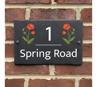 Rustic Slate House Sign - Custom Door Number Wall Plaque with Natural Farmhouse Floral Design - Includes Screws & Fixings - Ideal for Home, Office - 20 x 15 cm