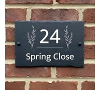 Rustic Slate House Sign - Custom House number plaques with Natural Farmhouse Design- Includes Screws & Fixings - Ideal for Home, Office - 30 x 20 cm
