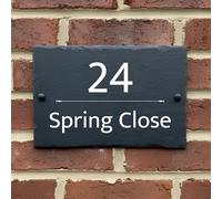 Rustic Slate House Sign - Custom House number plaques with Natural Farmhouse Design- Includes Screws & Fixings - Ideal for Home, Office (Design 1, Medium)